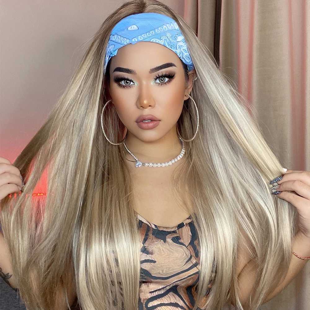 EASIHAIR Synthetic Headband Wig Highlight Wig Mixed Ombre Honey Blonde Straight Wig Daily Party Cosplay Wig Heat Resistant Fiber 250715