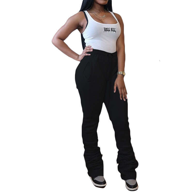 2020 Autumn Winter New Women's Solid Color Elastic High Waist Slimming Drawstring Versatile Slouch Pants 913