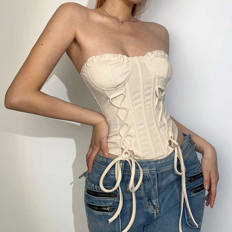 2023 Spring Summer New Women's Solid Color Slim Fashion Off-Shoulder Sexy Backless Tank Top 9a1