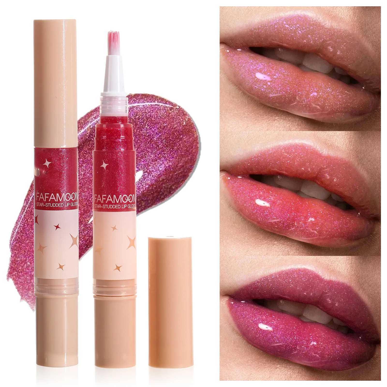 Pearlescent Lip Gloss Pen with Soft Brush | Easy-to-Apply Shimmering Gloss | Twist-Up Design for Plump Glossy LipsXJ250724