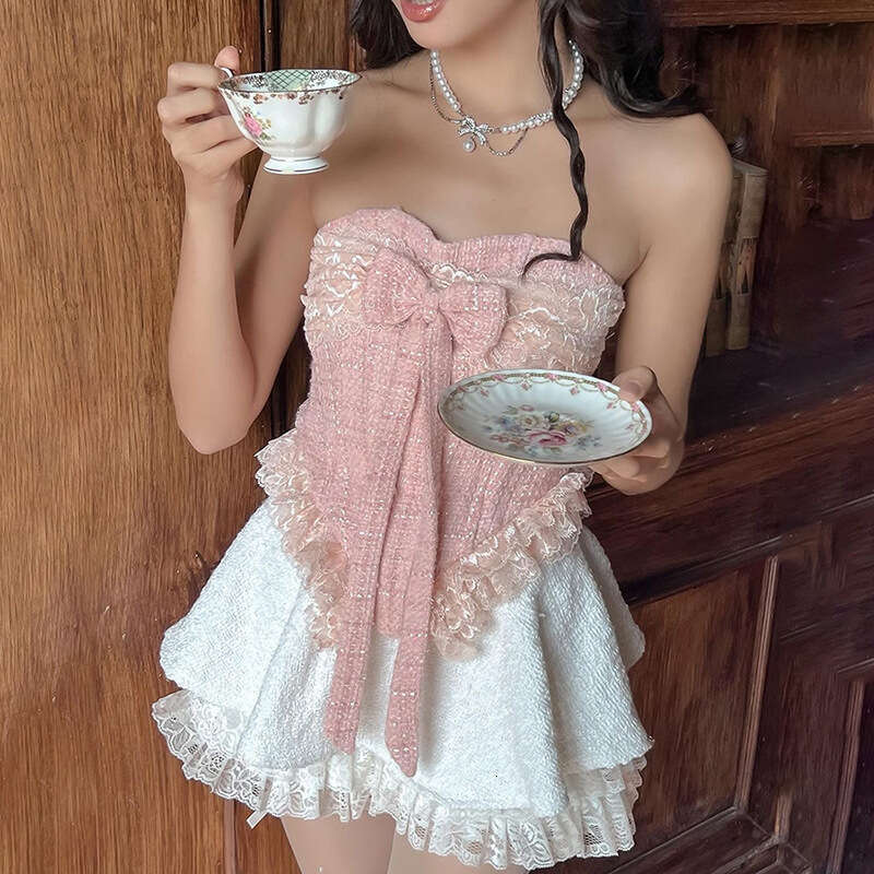 2024 Spring Summer New Women's Fashion Sexy Solid Color Strapless Butterfly Tie Vest 21d