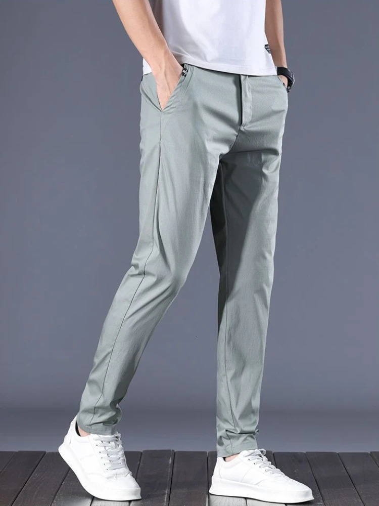 Social Tailoring Male Suit Trousers Cotton Gray Straight Business Chinese Homme Slacks Mens Summer Pants Classic Thin Casual Up 250725