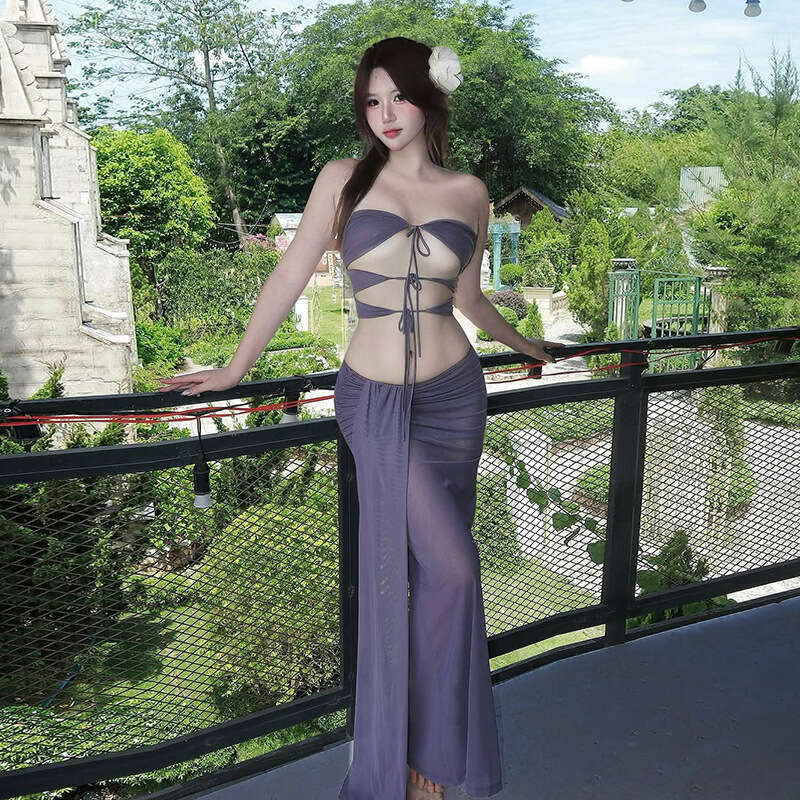2025 Spring New Women's Solid Color Slim Fit Tube Top Vest Fashion Low Waist Skirt Set 23c