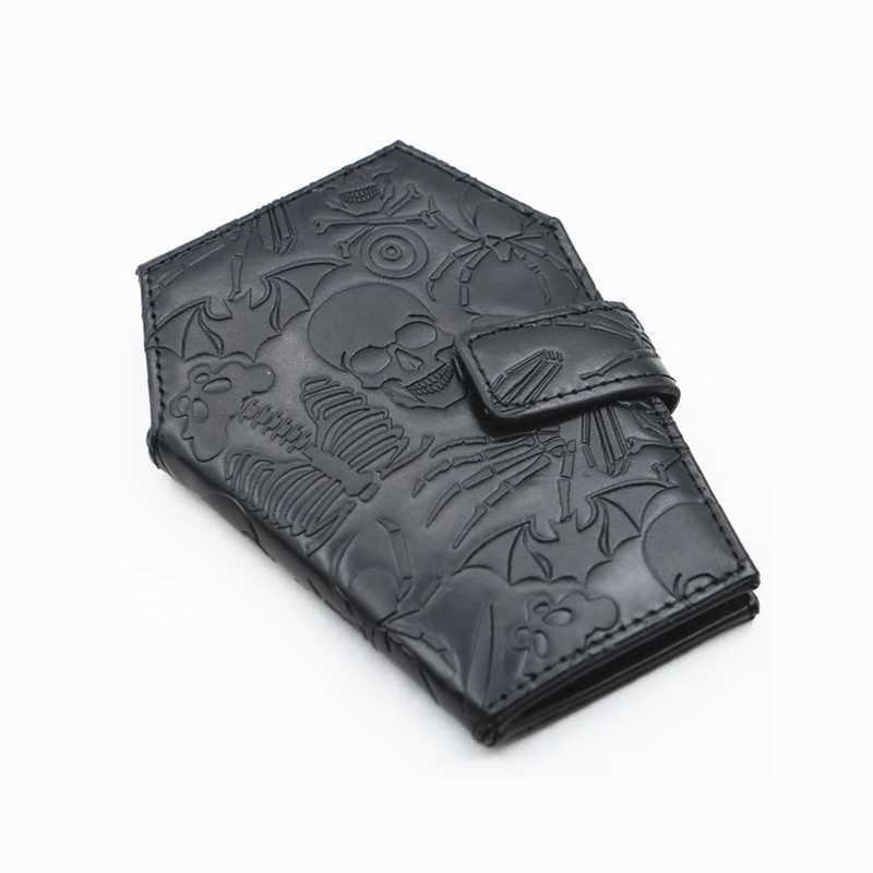 Dark Spooky Goth Vintage Embossed Skull Coffin Wallet Halloween Pattern Clutch PU Wallet Z250725