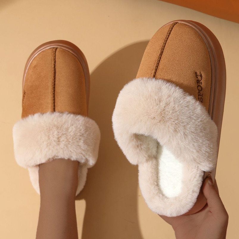 Autumn Winter Warm Comfortable Women, Indoor and Outdoor Wear, Thick Sole, Non-Slip Cotton Slippers for Men