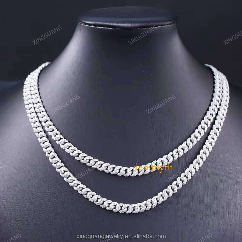 Hot Sale High Quality Hip Hop Necklace Bracelet 9MM Sier Iced Out VVS1 Moissanite Cuban Link Chain