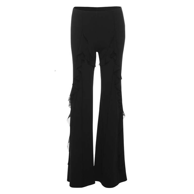 2025 Style New Summer Comfortable Breathable Vertical Lace High Waist Fashion Casual Straight Pants Women's Wear 3c2