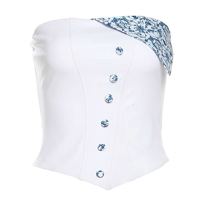 2025 Spring New Women's Fashion Solid Color Slim Street Style Off-Shoulder Tube Top Backless Vest fdc