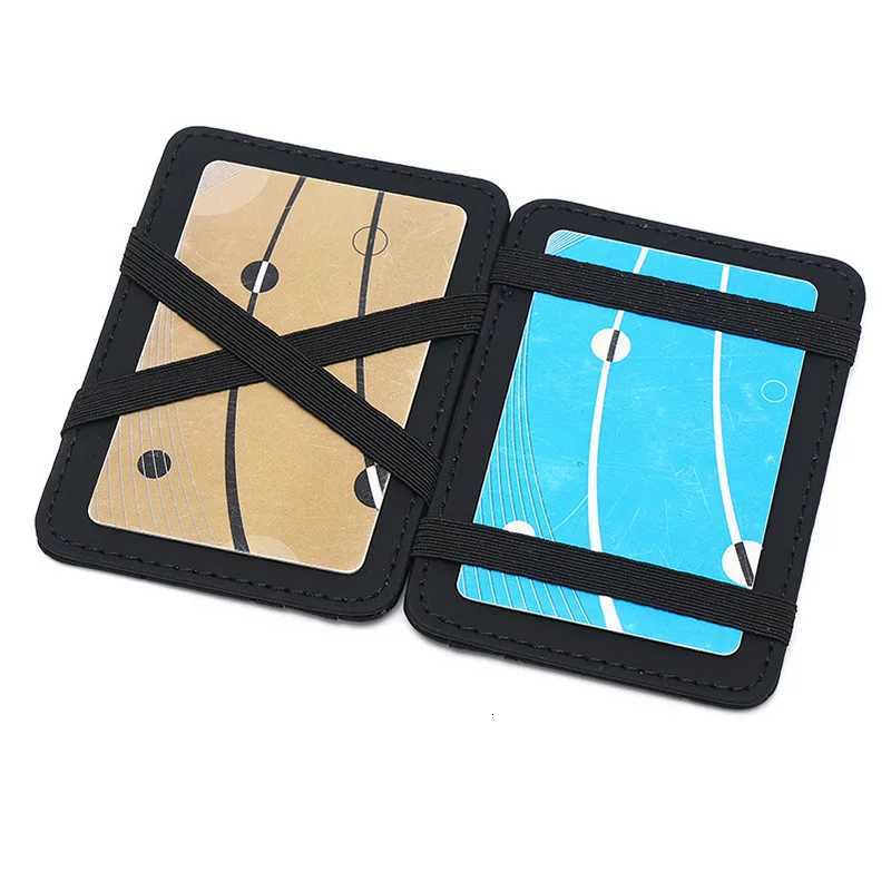 New Hot Sale Unisex Leather Magic Money Clips Wallet Card Case ID Holder Elastic Ribbon Clamp For Man Woman Small Purse Z250725