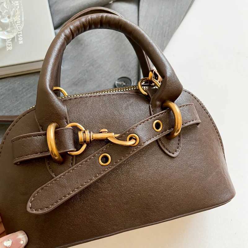 Small Size Top-handle Bags for Women Belt Buckle Design Mini Shoulder Crossbody Shell Bag Luxury Designer Purses and Handbags Y250725