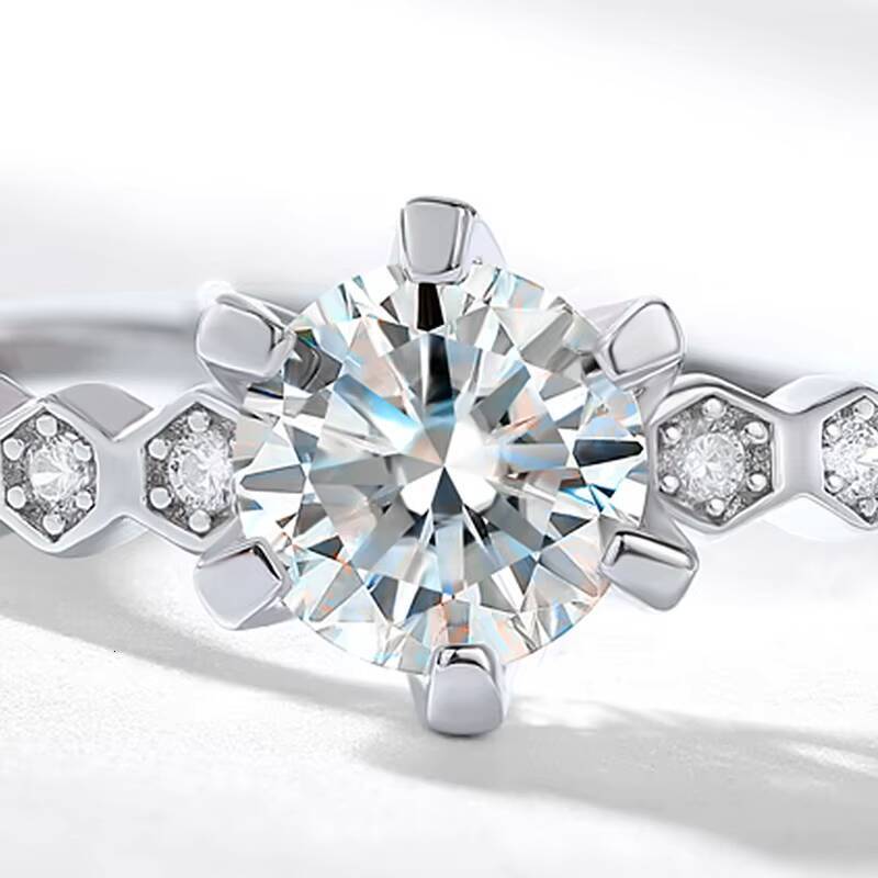 1ct Cut Moissanite Wedding Ring Six Claw Setting 925 Sterling Silver Engagement Band for Women Gift Idea