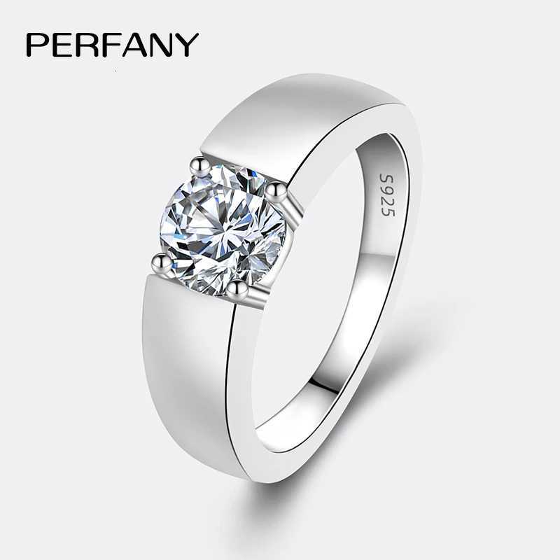 PERFANY 0.5/1CT Mens Moissanite Ring S925 Pure Silver Laboratory Trained Diamond Engagement Ring Classic Wedding Jewelry W250417