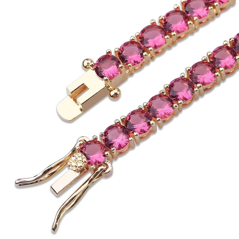 AAA CZ Zircon Colorful Tennis Chain Personalized Special Blue Red CZ Zircon Hiphop Necklace Chain 18mm 22mm Choker Necklace