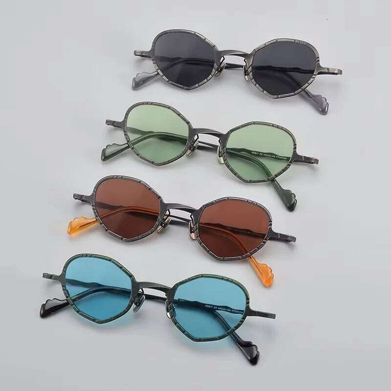 High Quality Round Retro Green Pure Titanium Sunglasses Classic Fashion for Men Women Eyeglasses Brand UV400 Outdoor GLASSES