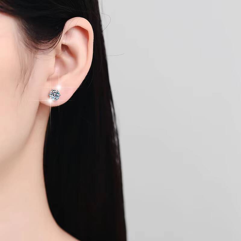 1ct Moissanite Diamond Studs Cheap 925 Sterling Earrings for Women VVS Wife on Stud VVS Womens Ear Price