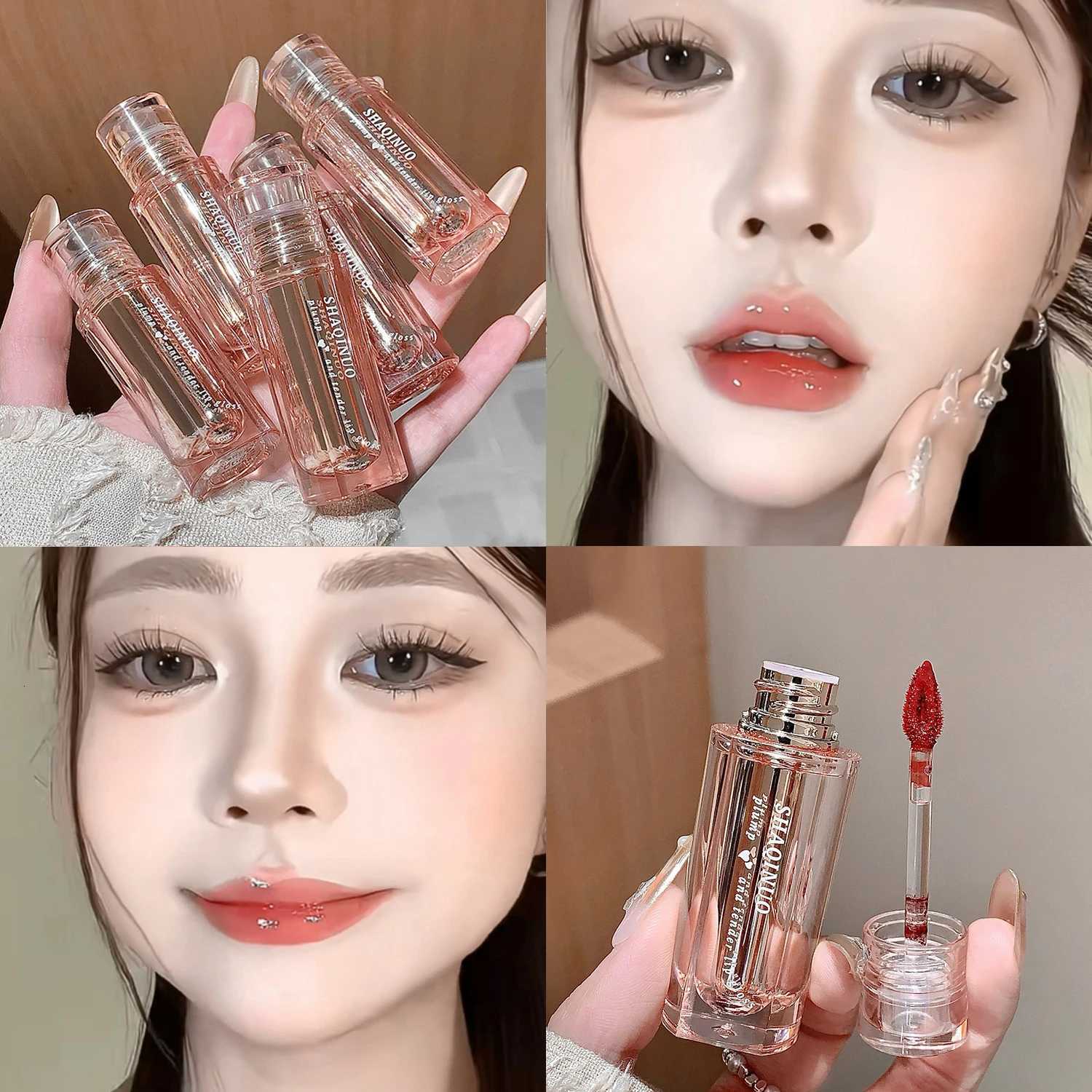 Ice Transparent Lip Gloss Water Light Lip Glaze Lasting Hydration Clear Mirror Liquid Lipstick Moisturizing Non-stick Cup MakeupXJ250724