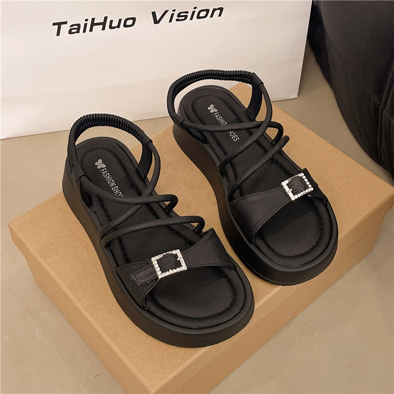 Ddmysports Thick Soled Step On Feeling Women S New Summer Outdoor Wear With Skirt Stunning Height Increasing Sandals Beach Shoes Slippers For Outdoor 