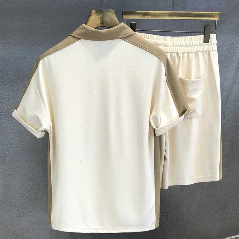 Polo Shirt Man Sets Sports New in Tops T-shirts Regular Fit Stretch 2-Piece Outfit Kpop Stylish T-shirts Shorts Suits for Men X250725