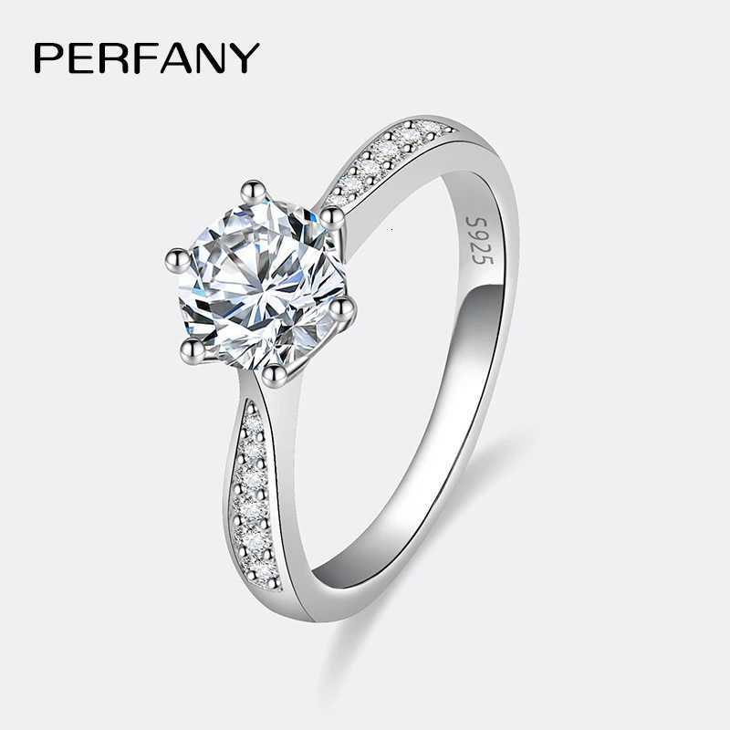 PERFANY 0.5-3CT Womens Moissanite Ring S925 Pure Silver Sparkling Engagement Ring Wedding High End Jewelry W250417