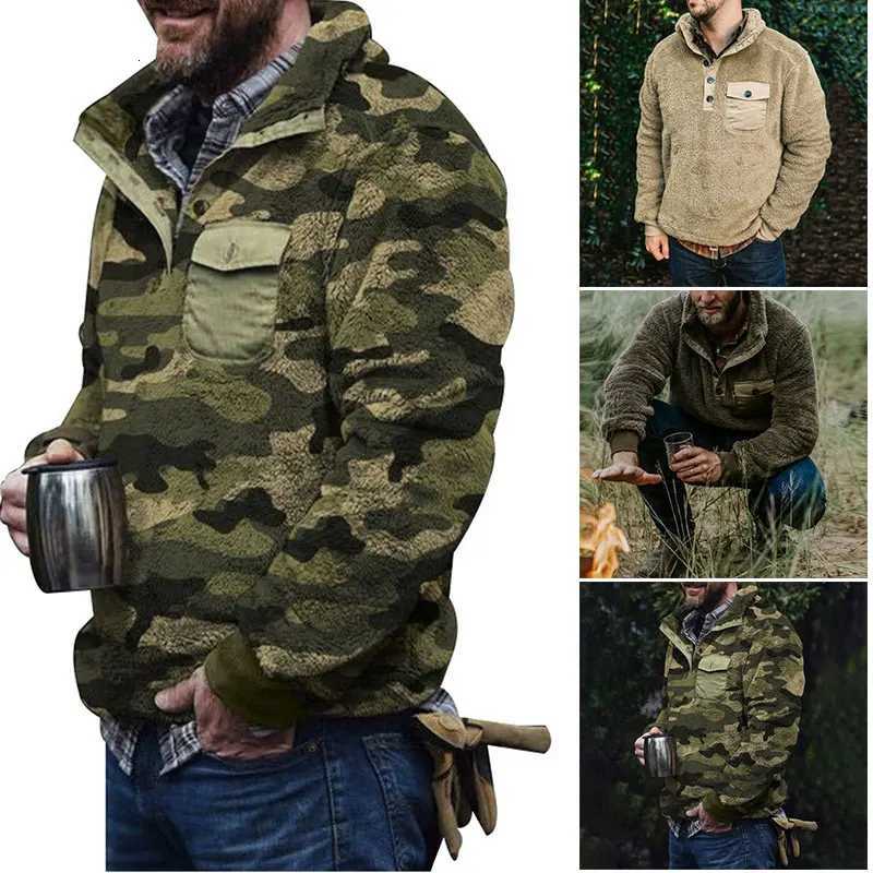 2025 Mens Coat Jacket Winter Warm Plush Pullover Men Fleece Outerwear Turndown Collar Coat Streetwear Mens Jacket X250725