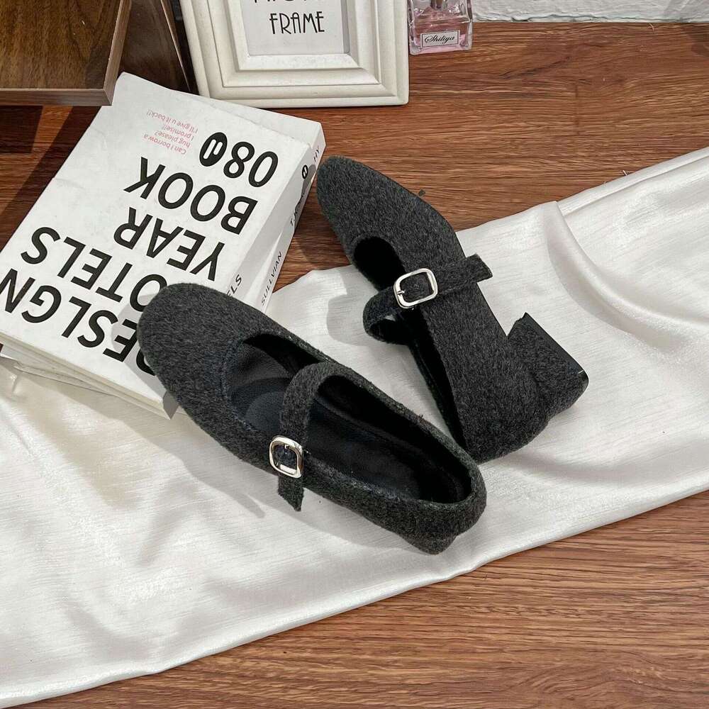 New High Heels Women, Outdoor Wear, High-End Chunky Heel Mary Jane Shoes, 2025 French Style Shallow Mouth Single Shoes for Women