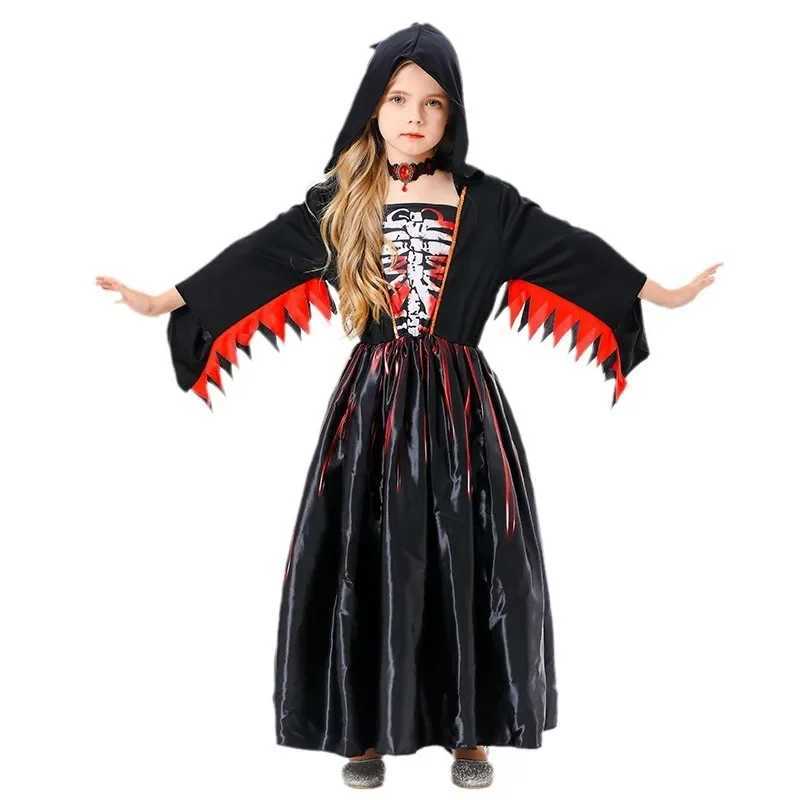 Sydanne New Girls Witch Dress Cosplay Costume Black Horror Par Kids Hooded Dress Skirt Halloween Costume Z250725