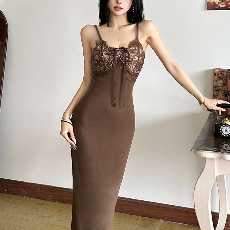 2024 Autumn New Women's Solid Color Slim High Waist Street Fashion Strap Sleeveless Dress 46f