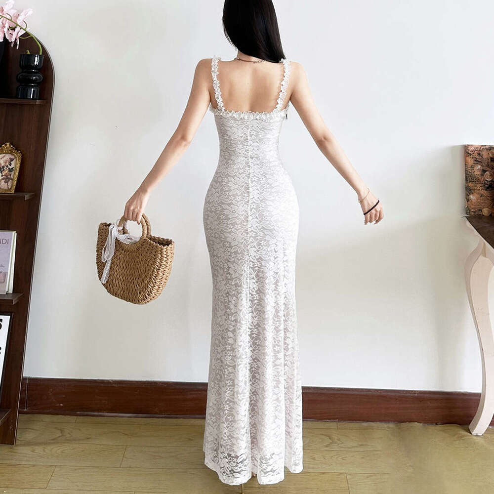 2025 Summer New Pure Desire Sexy Backless Lace Strap Trim Slim Fashion Dress for Women 469