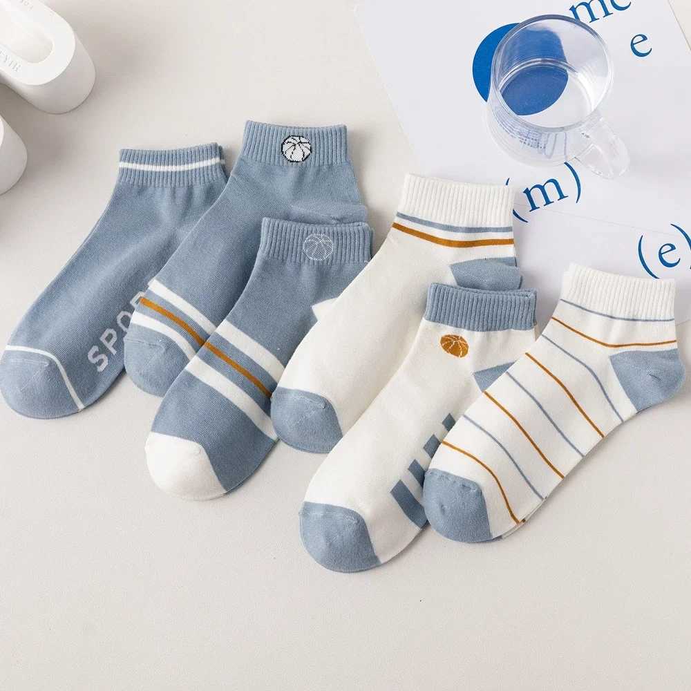 6 Pairs Striped Sports Socks Men Fashion Low Cut Ankle Socks Boys High Quality Short Socks X250725