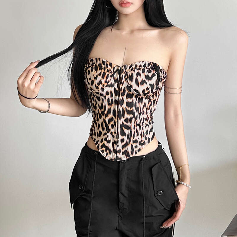 2024 Autumn Winter New Women's Solid Color Slim Street Fashion Off-Shoulder Tube Top Backless Vest 0e7