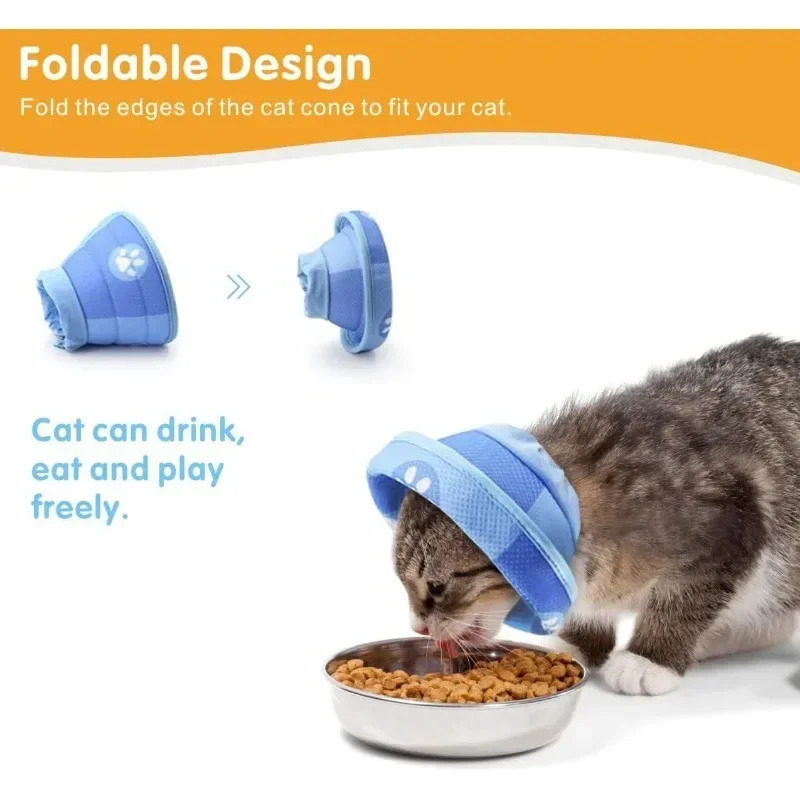 Adjustable Cat Cone Collar Soft Cute Cats Recovery Collar Protective Pet After Surgery Lightweight Elizabethan Collars for Pet 250716