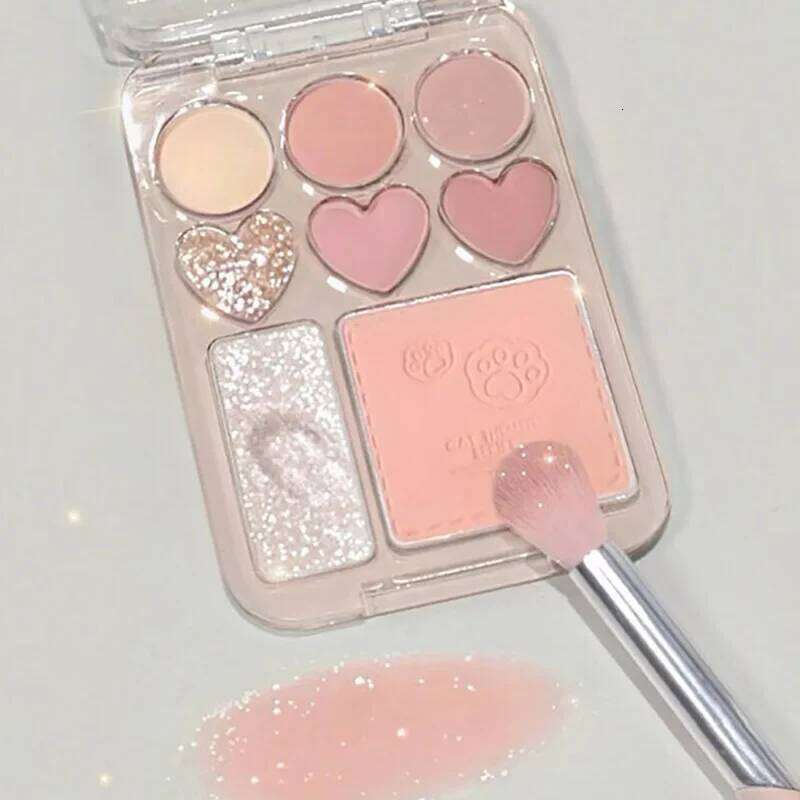 8-color Love Heart Palette Pearly Glitter Shiny Highlighter Shadow Shimmer Gray Pink Blush Eyeshadow Brighten Make Up X250723 X250724