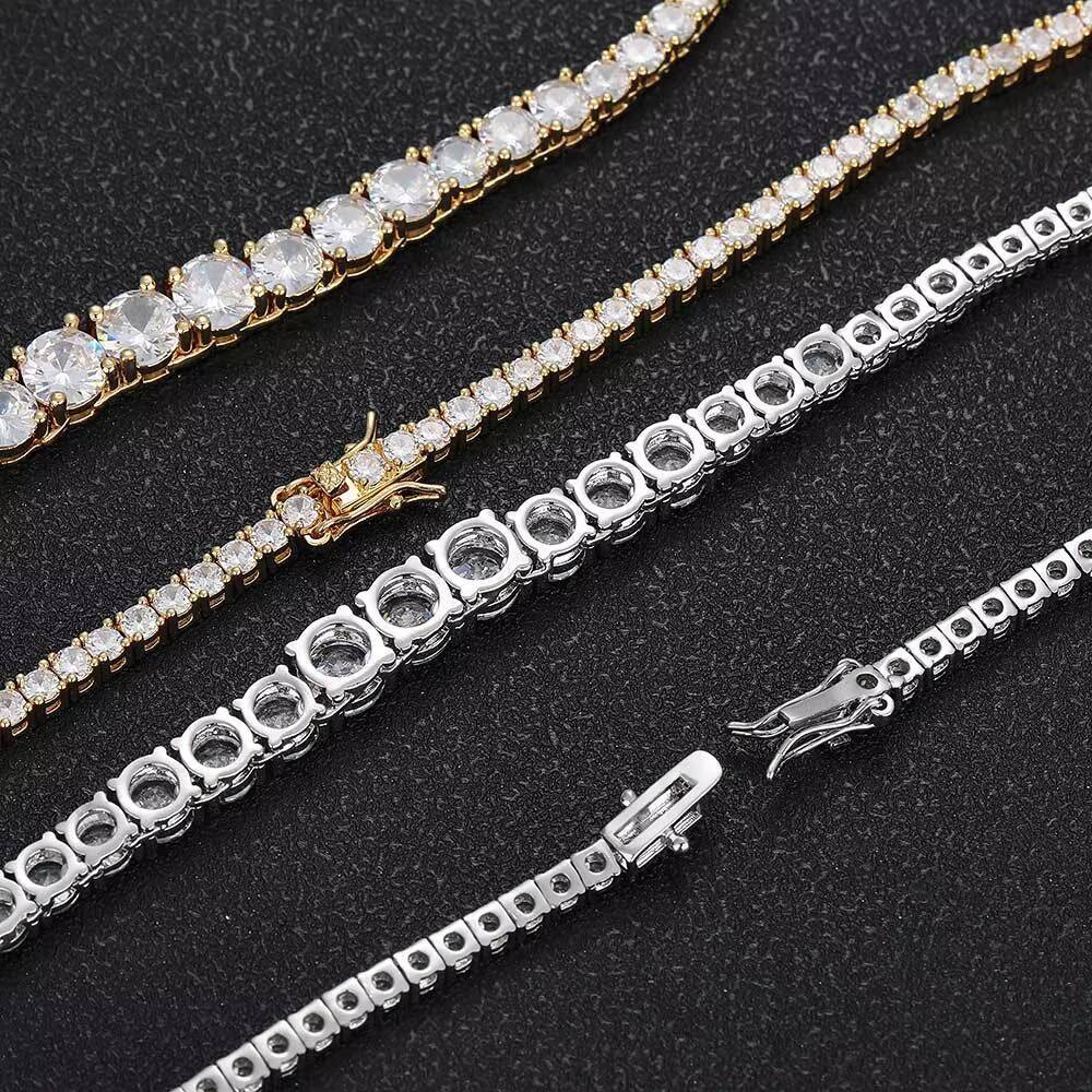 925 Sterling Silver Moissanite Tennis Cuba Chain Necklace Stylish Hop Style Elegant Bracelet Companion
