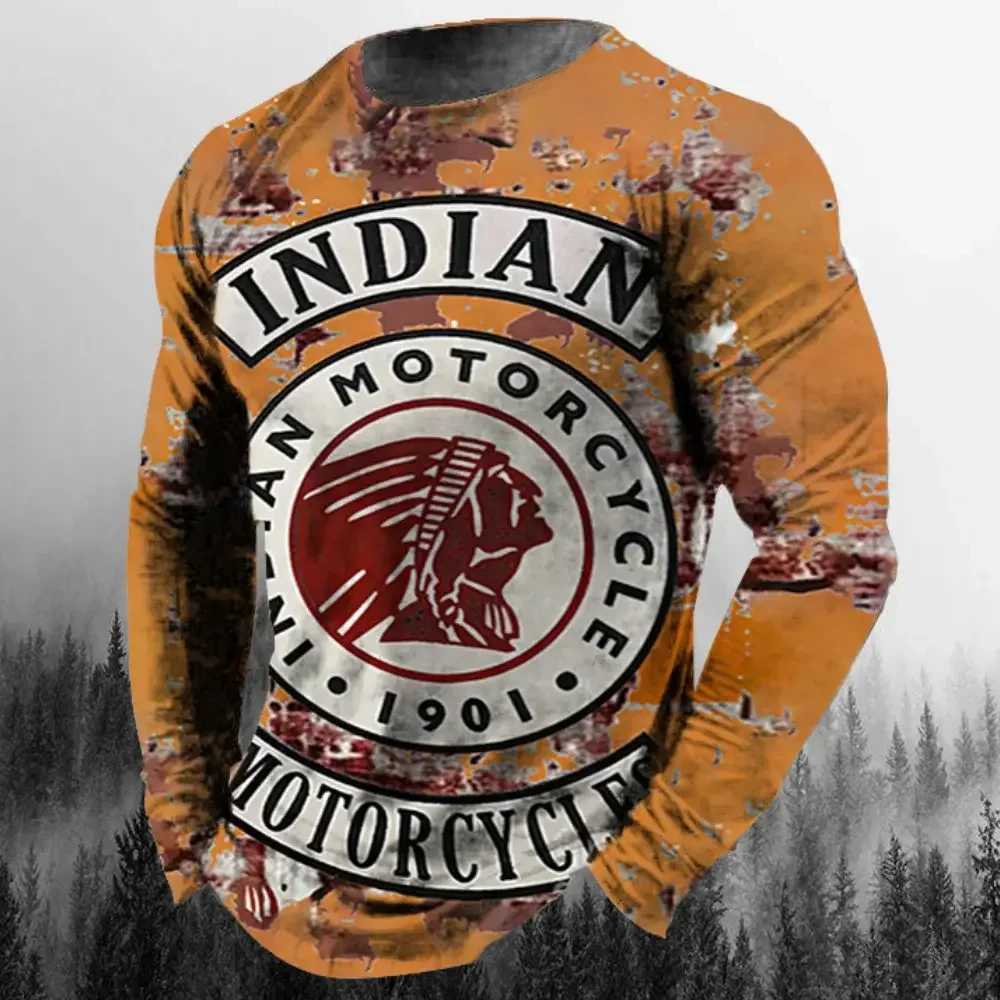 Vintage Mens T Shirt Long Sleeve Cotton Top Tees Castrol Oil Graphic 3D Print Motorcycle T-shirt Oversized Loose Comfortable To Y250724