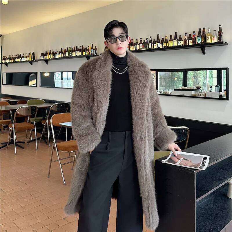 2025 Winter New Thickened Warm Solid Color Chic Plush Cotton-Padded Jackets Men's Medium Long High-End Trendy Loose Woolen Coat