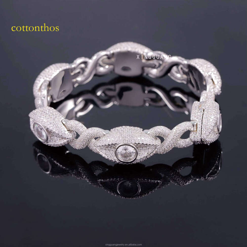 Popular Style Eyes Sterling Sier Rapper VVS Moissanite Dia Cuban Bracelet Fine Jewelry