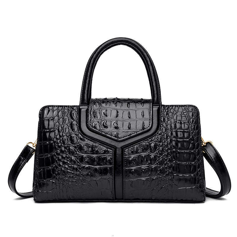 Women's Genuine Leather New Model for Middle-aged Moms Crocodile Pattern Elegant Versatile Handbag Shoulder Bag Casual