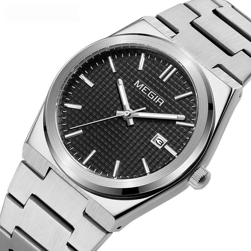 DHgargets MEGIR Men's Business Watch - Digital-Analog, Luminous, 30M Waterproof, Stainless Steel, Quartz Wristwatch