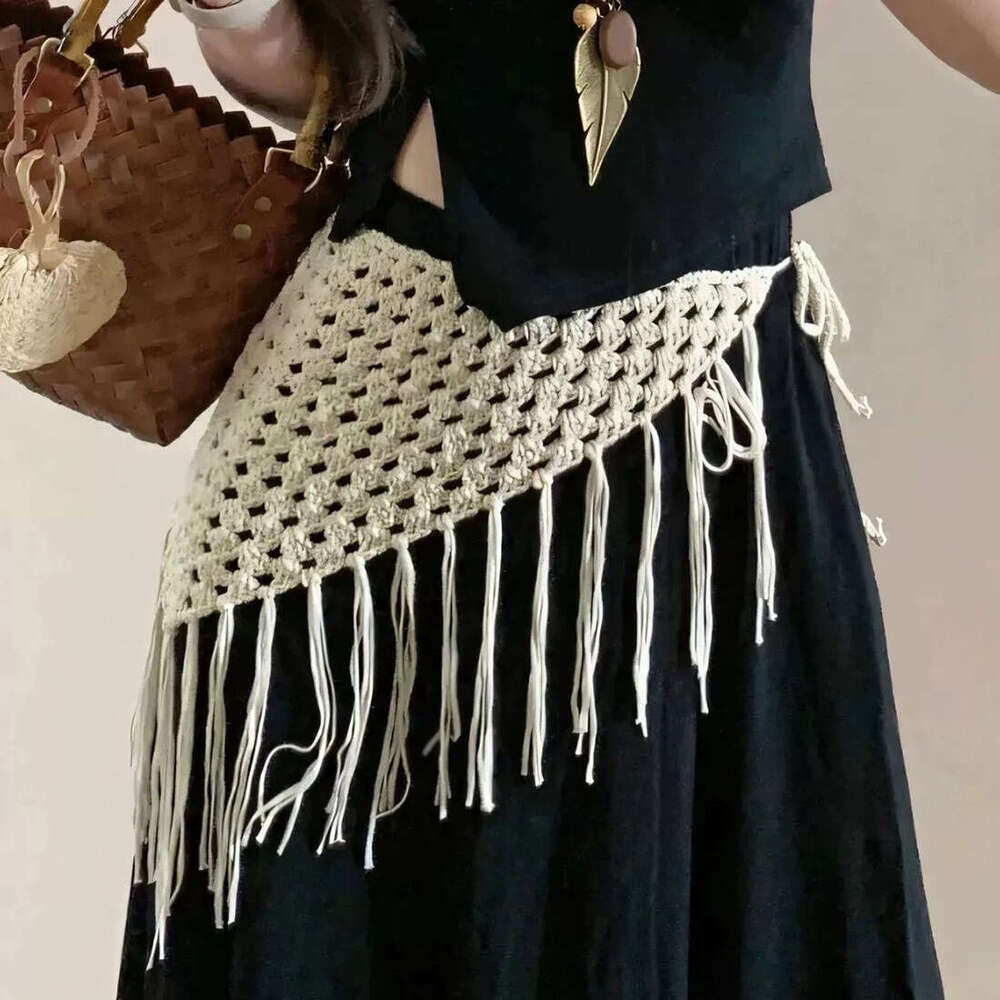 2025 Summer INS Style New Fashion Trend Versatile Loose Sequin Tassel Waist Accessories for Women caf