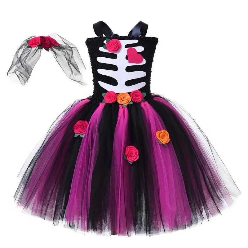 Scary Skeleton Halloween Costumes for Girls Kids Zombie Bride Fancy Dress Par Tutu Outfit Toddlers Children Cosplay Ball Gown Z250725