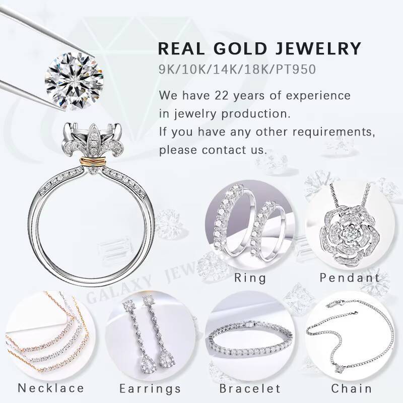 Galaxy Jewelry White Gold Lab Grown Diamond Ring Pass The Diamond Tester VVS Clarity D Color Custom Ring For Gift