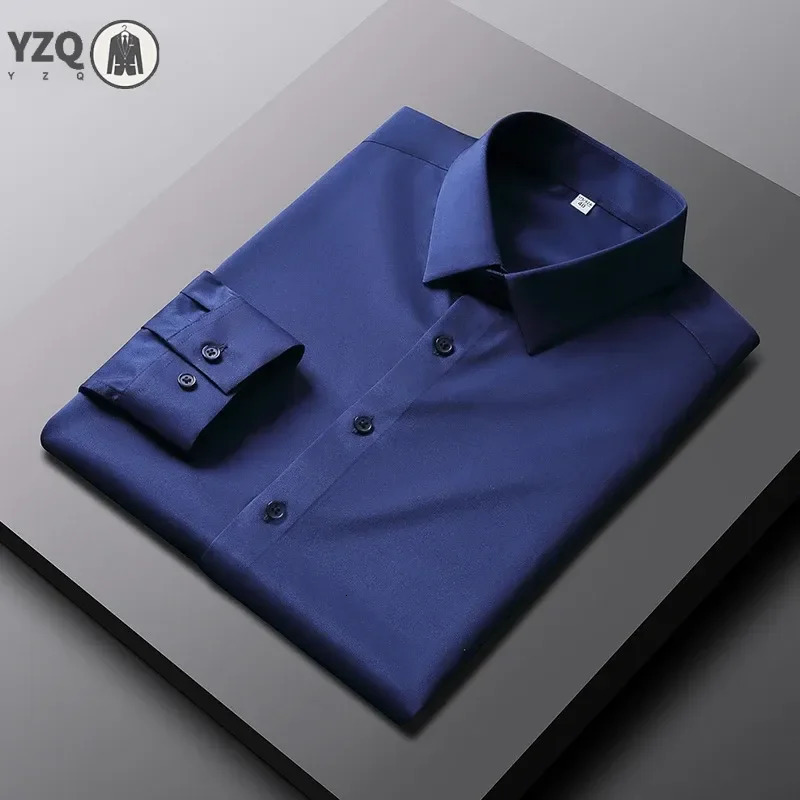 Mens Casual and Fashionable Long Sleeved Solid Color Shirt Non Ironing Wrinkle Resistant Business Top 250725