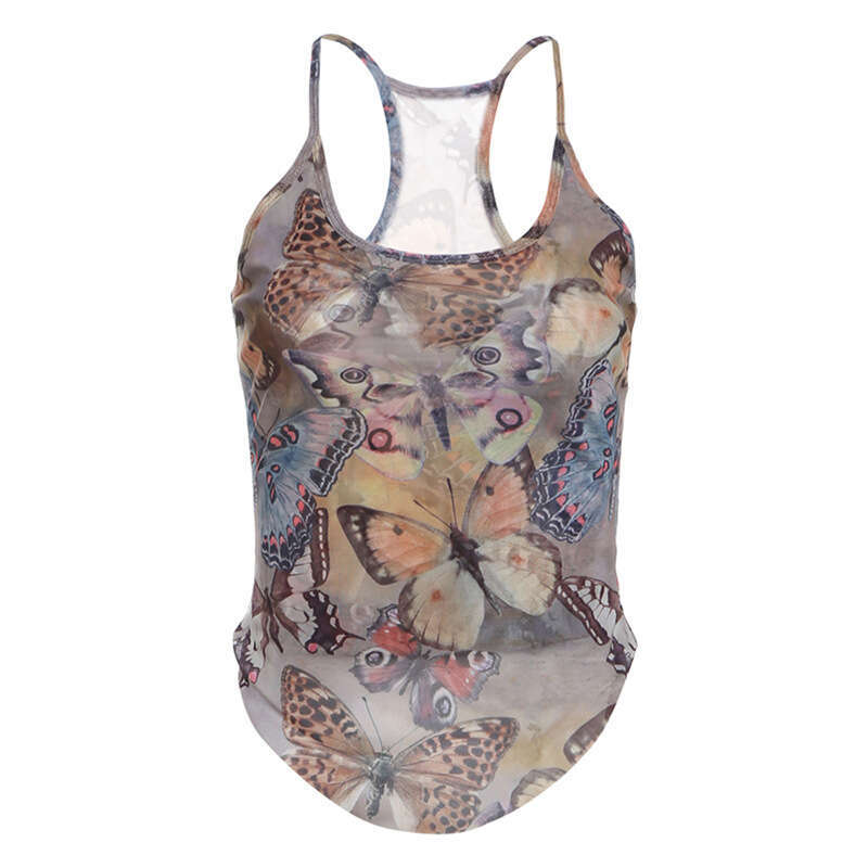2024 Spring New Women's Street Fashion Sexy Butterfly Print Camisole Tank Top 514