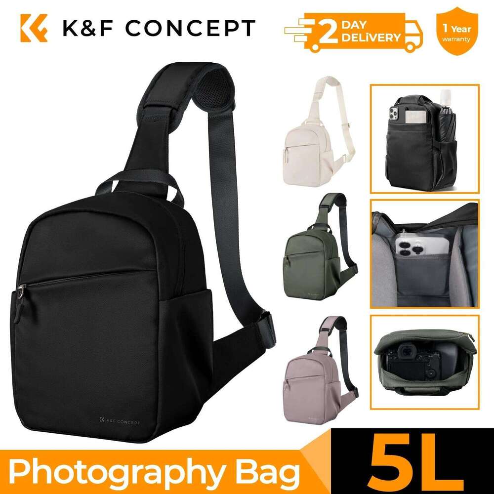 K&F Concept 5L Sling Outdoor Waterproof Crossbody Shoulder Bag Dslr/Slr Photography Camera Case Lightweight Backpack