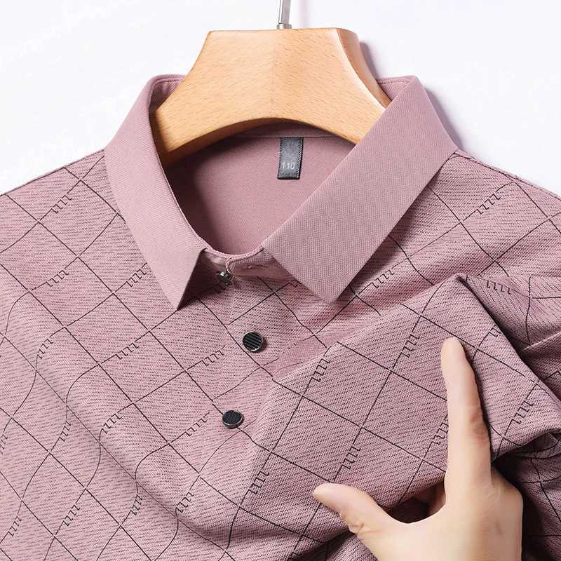 2025 New Summer Ice Silk Polo Shirt for Middle Aged and Elderly Short Sleeved Top Casual Thin Half Sleeve XJ250725
