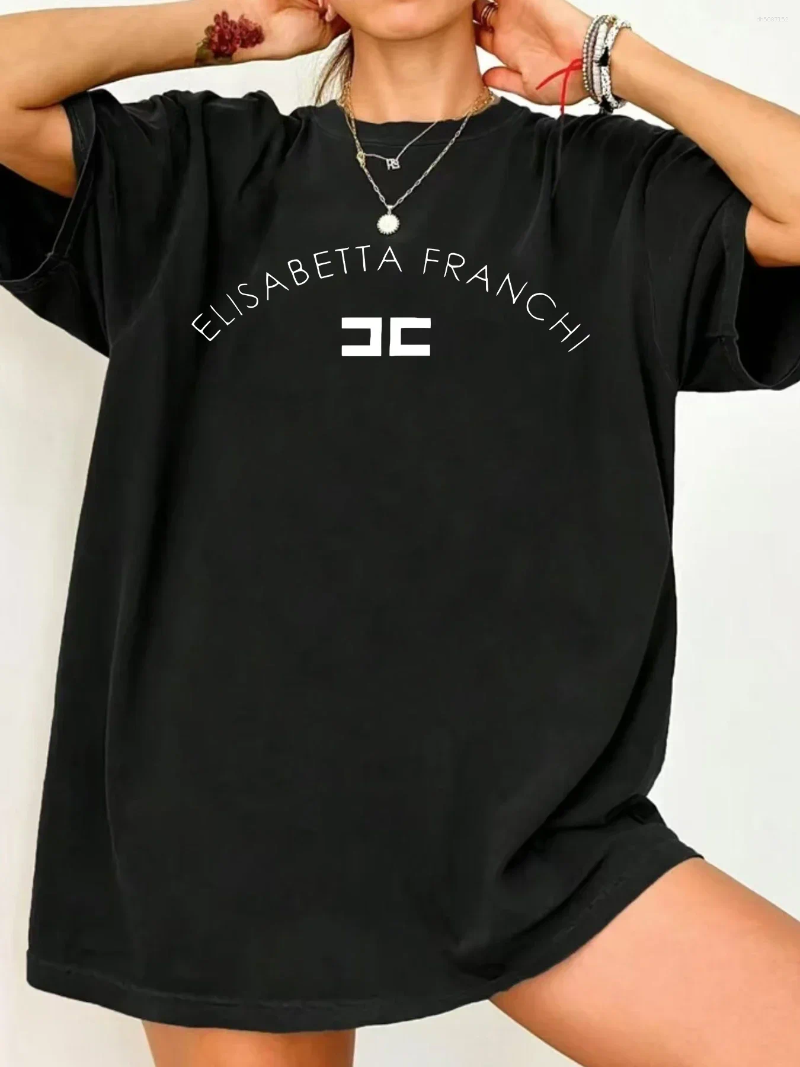 Women's T Shirts 2025 Elisabetta Franchi Short Sleeve Luxury Brand T-shirt Fashion Tops Women Summer Clothing
