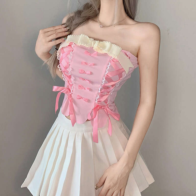 Style 2022 Summer New Women's Sexy Fashion Tie Strap Off-Shoulder Tube Top f14
