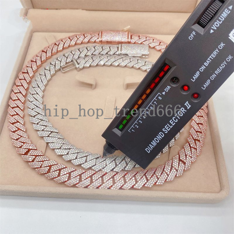 High Quality 15Mm18Inches Cuban Vvs Moissanite Necklace Moissanite Cuban Chain Mossan Hip Hop Necklace