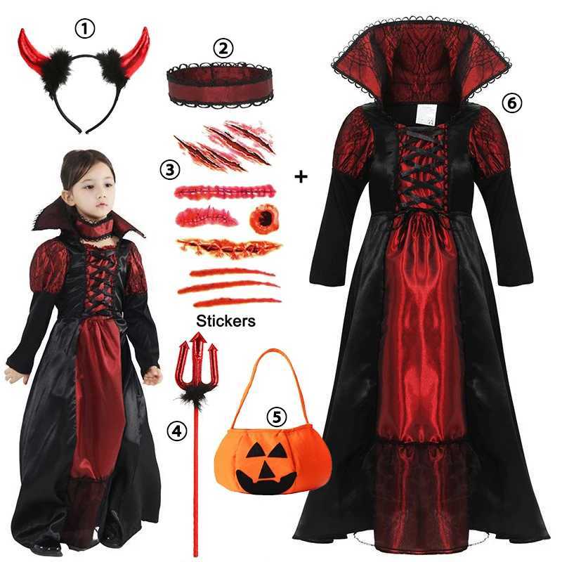 Halloween Vampire Costume for Baby Girls Princess Par Clothes Kids Cosplay Dress Children Masquerade Devil Ghost Stage Outfits Z250725
