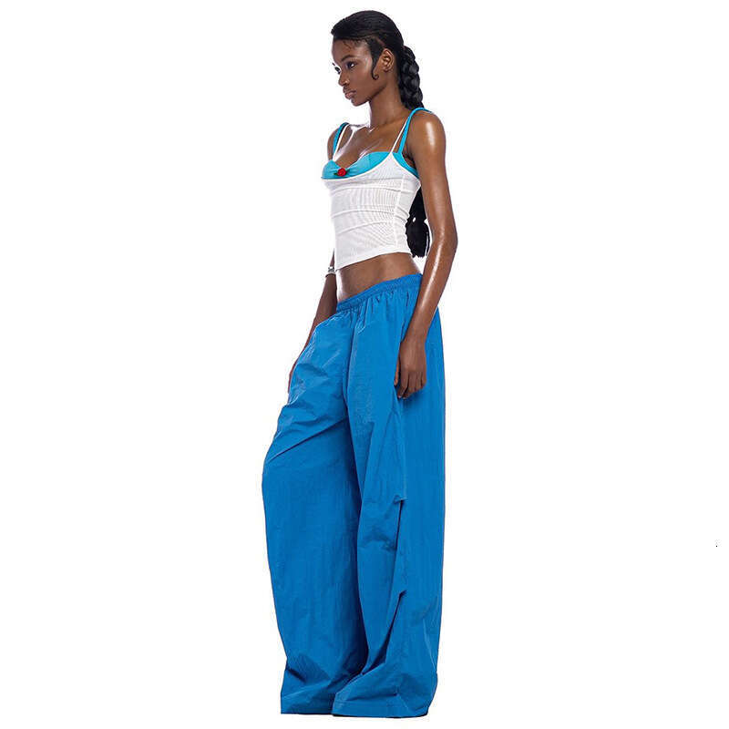 2024 Spring New Women's Solid Color Slim Fit Camisole Fashion High Waist Loose Straight Pants 83e